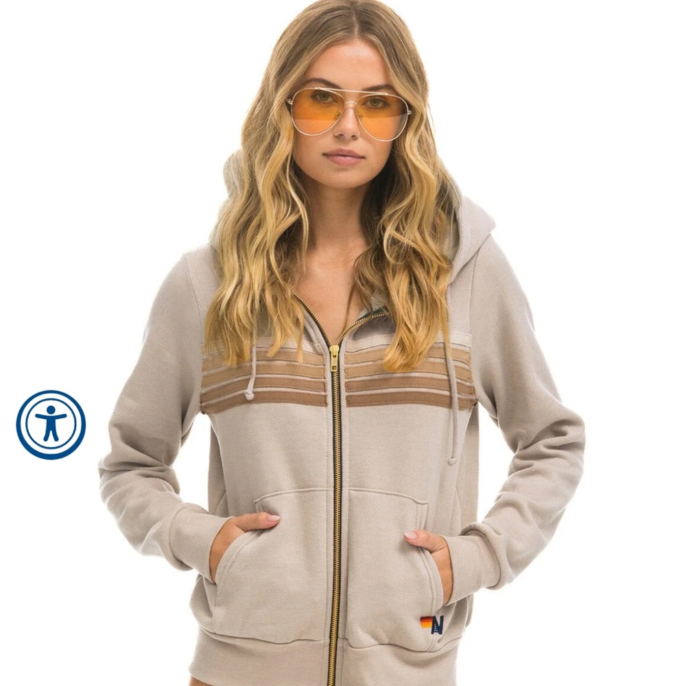Nwt SET Aviator nation in sand/tan 5 stripe. Size Small NWT